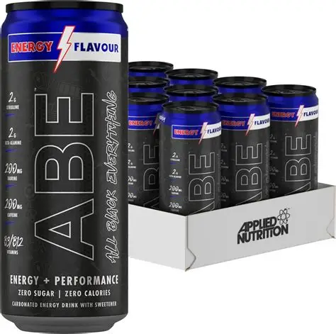 Applied Nutrition ABE All Black Everything Performance and Energy Flavour Zero Sugar Zero Calories Carbonated Energy Drink with Sweetener 330ml